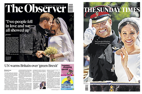 180520-Observer -Sunday -Times -front -pages -royal -wedding -Prince -Harry -Meghan -Markle -Duke -Duchess -Sussex _460x 307