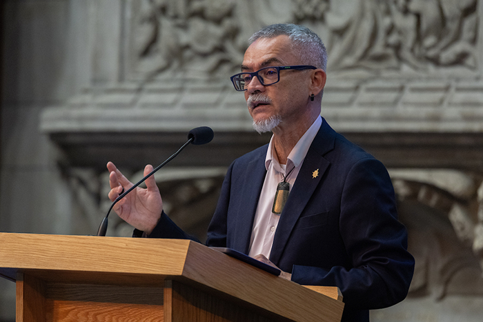 Dr Paulo Ueti, Adviser for Theological Education and Interpretation/Translation for the Anglican Communion, presents a CTEAC report during ACC-19
