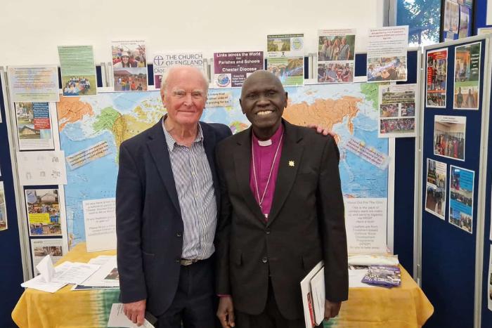 Bishop Anthony Poggo, the Secretary General of the Anglican Communion with choral composer Geoff Weaver at the 'God of All the World' event at Chester Cathedral