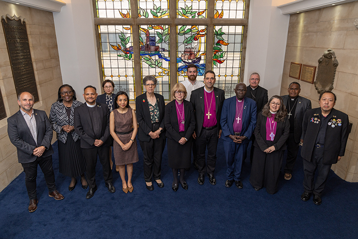 The five newly elected members of the Anglican Consultative Council’s Standing Committee pictured at ACC-19 in Belfast on 4 July 2026, alongside the Archbishop of Canterbury, the Chair and Vice Chair of the ACC, the Secretary General of the Anglican Communion and other Standing Committee members who were present.